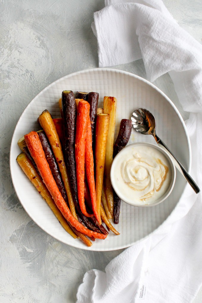 Roasted Whole Carrots with Tahini Sauce