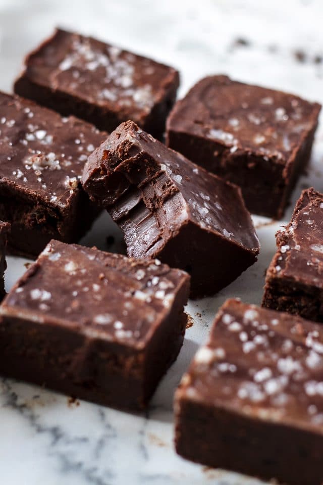 Healthy Vegan Chocolate Fudge Cut in Squares