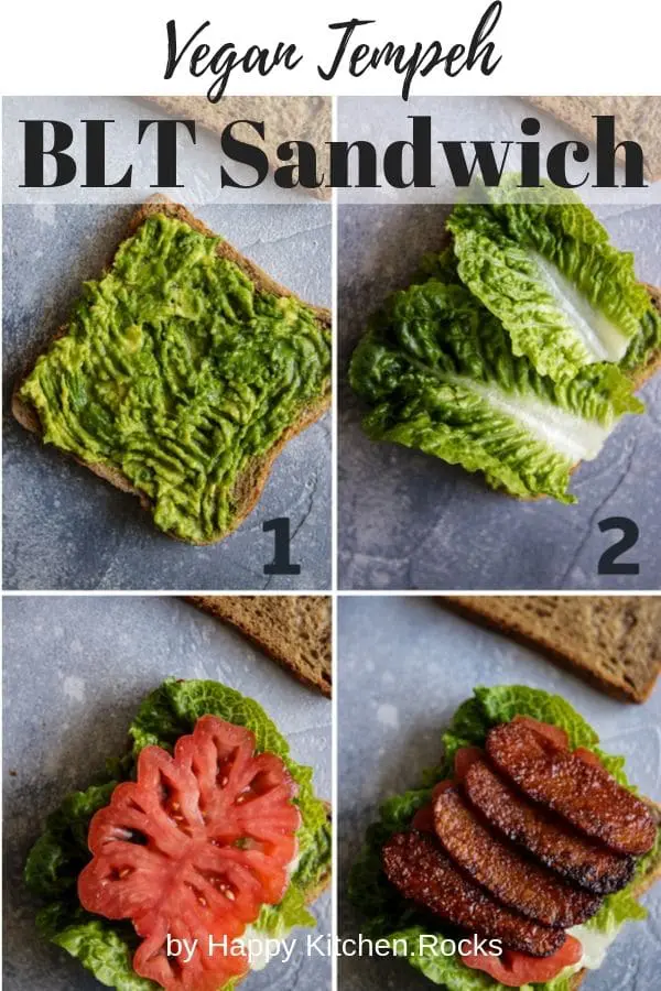 Vegan Tempeh BLT Sandwich Collage
