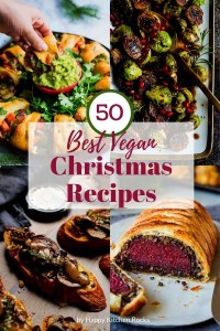 Best Vegan Christmas Recipes Pinterest Collage of Four Images.