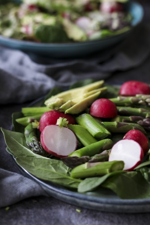 Asparagus Radish Salad with HoneyMustard Dressing • Happy Kitchen