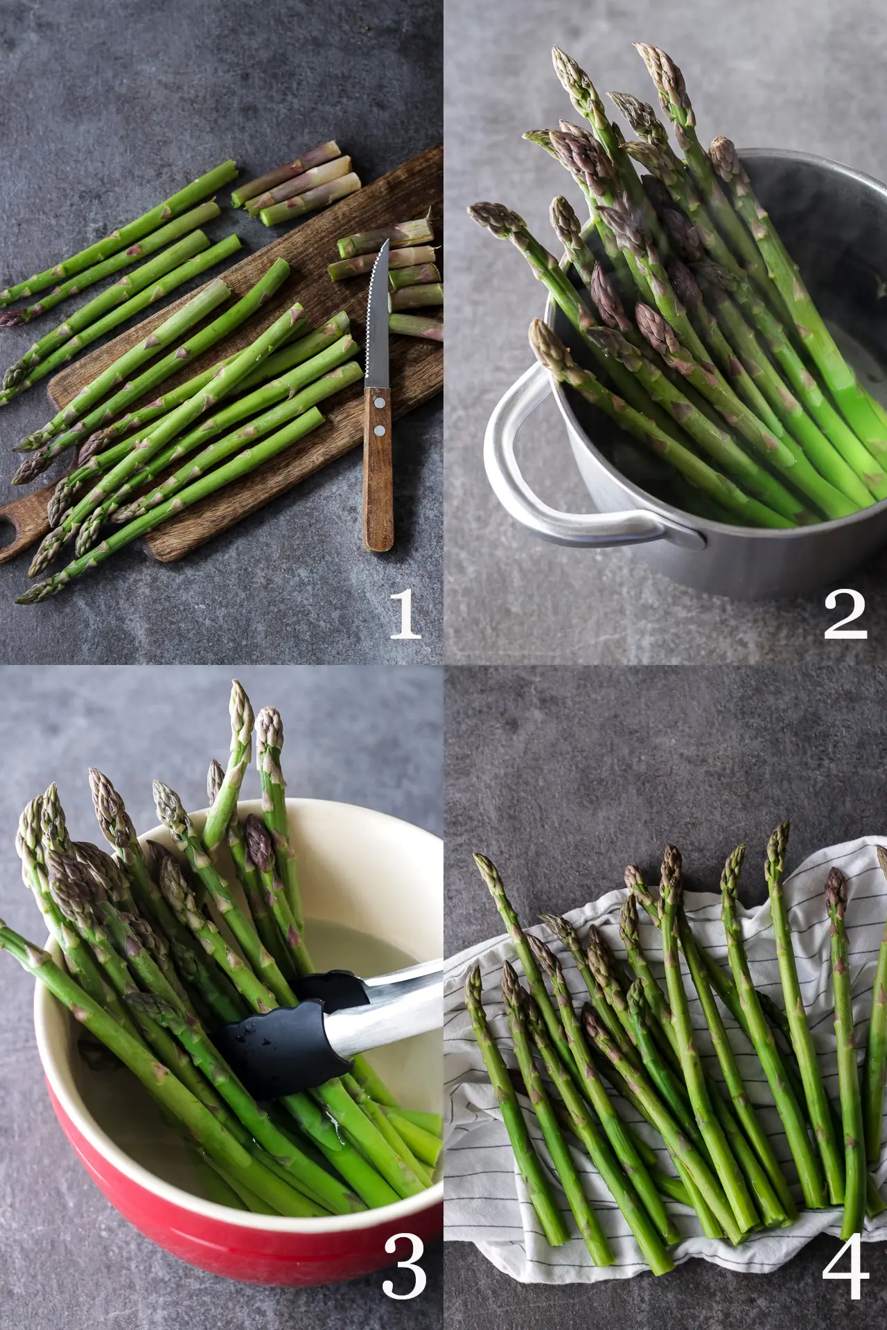 Trimming and Blanching Asparagus Collage