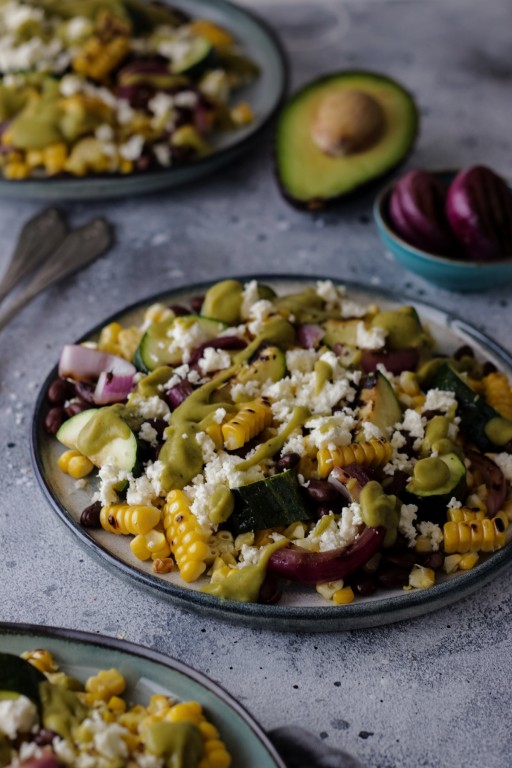 Grilled Corn and Black Bean Salad with Zucchini • Happy Kitchen