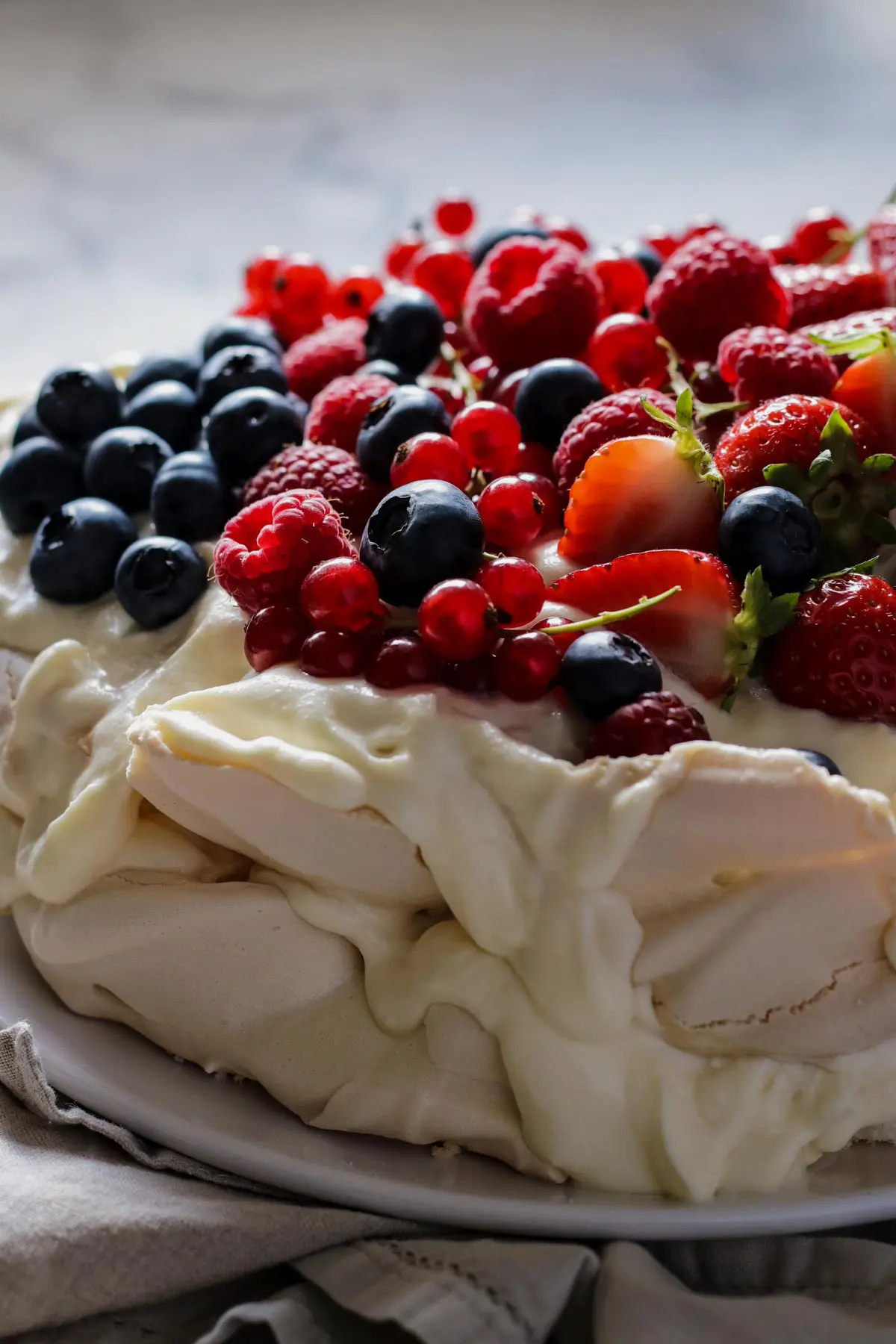 Pavlova with Berries Shot with Canon 100mm Lens