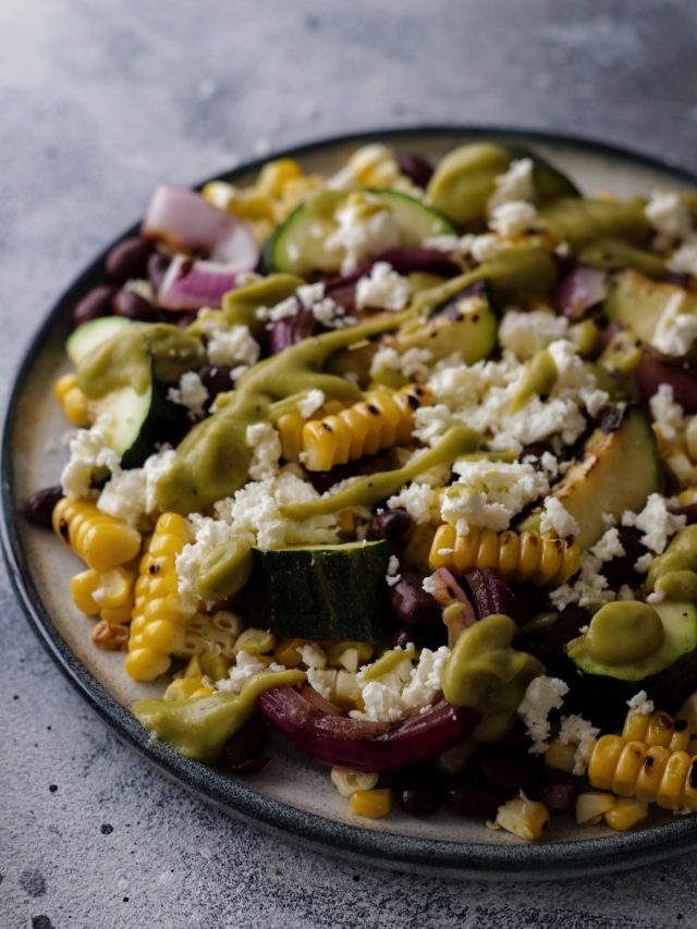 Grilled Corn and Black Bean Salad with Zucchini