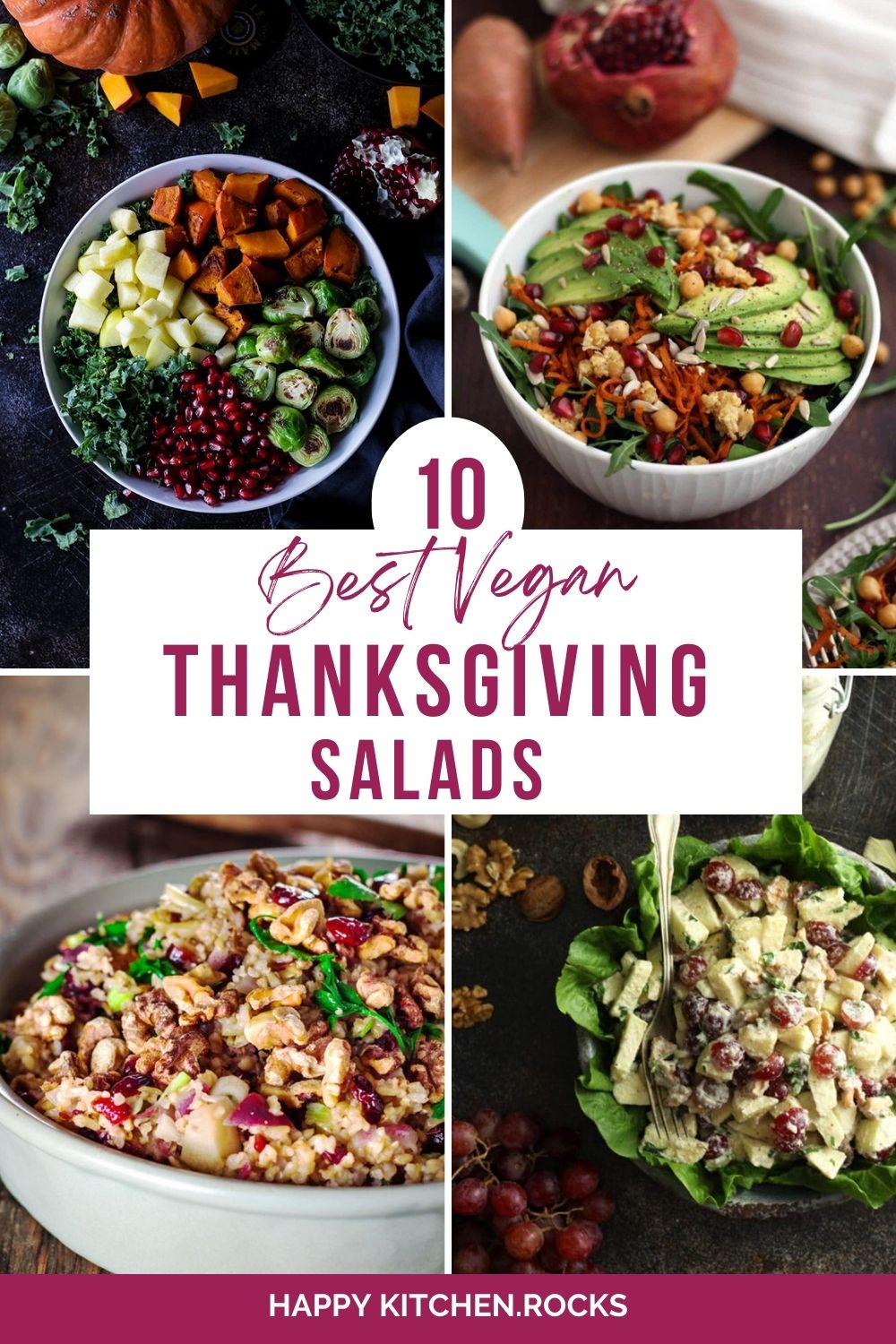 Vegan Thanksgiving Salads Roundup Collage.