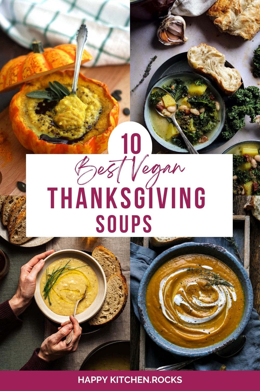 Vegan Thanksgiving Soups Collage.
