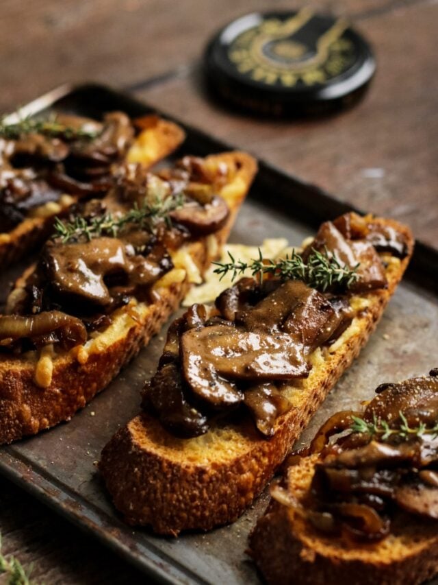 Vegan Mushroom Crostini • Happy Kitchen