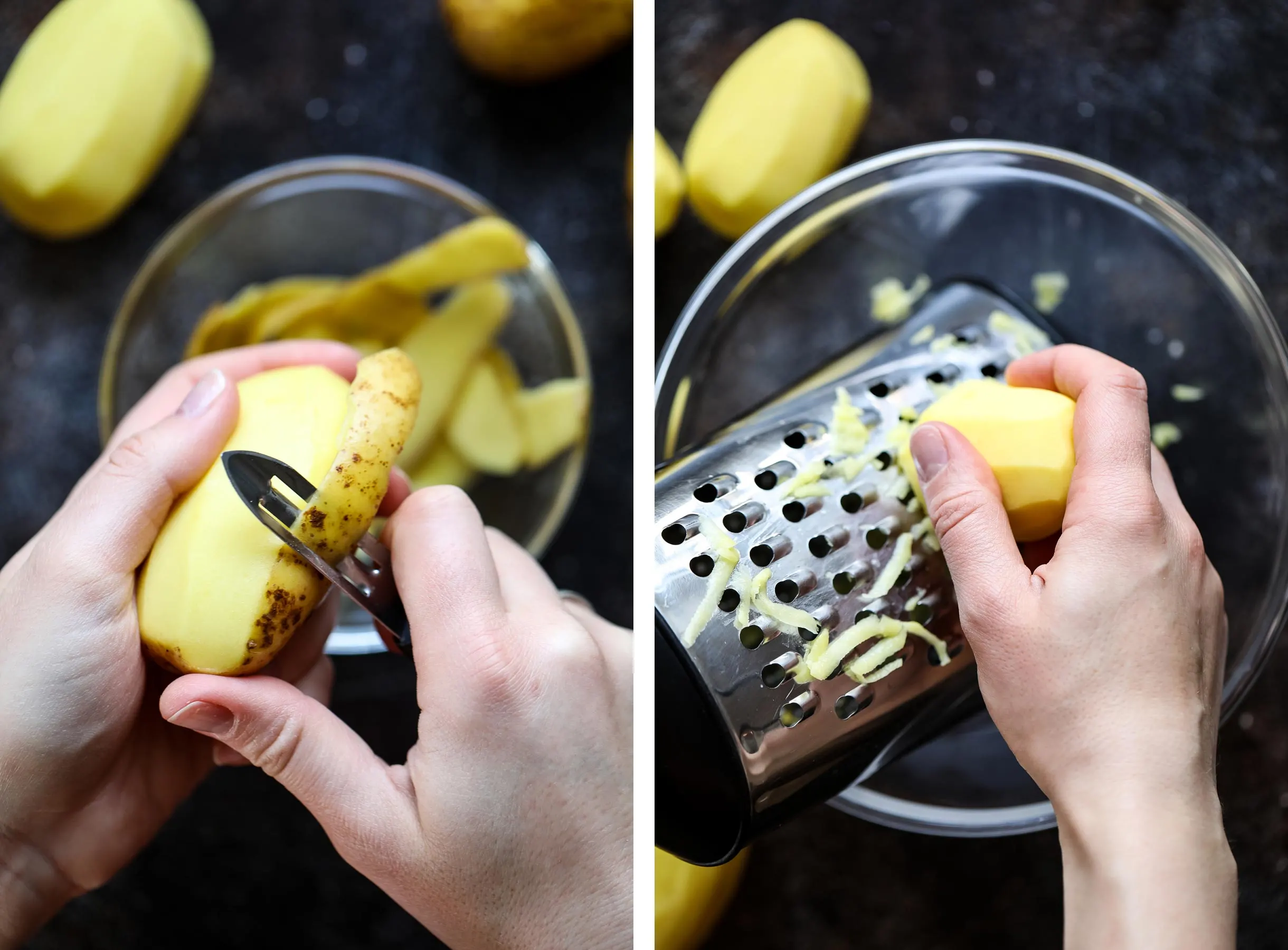 Peeling and Grating Potatoes.