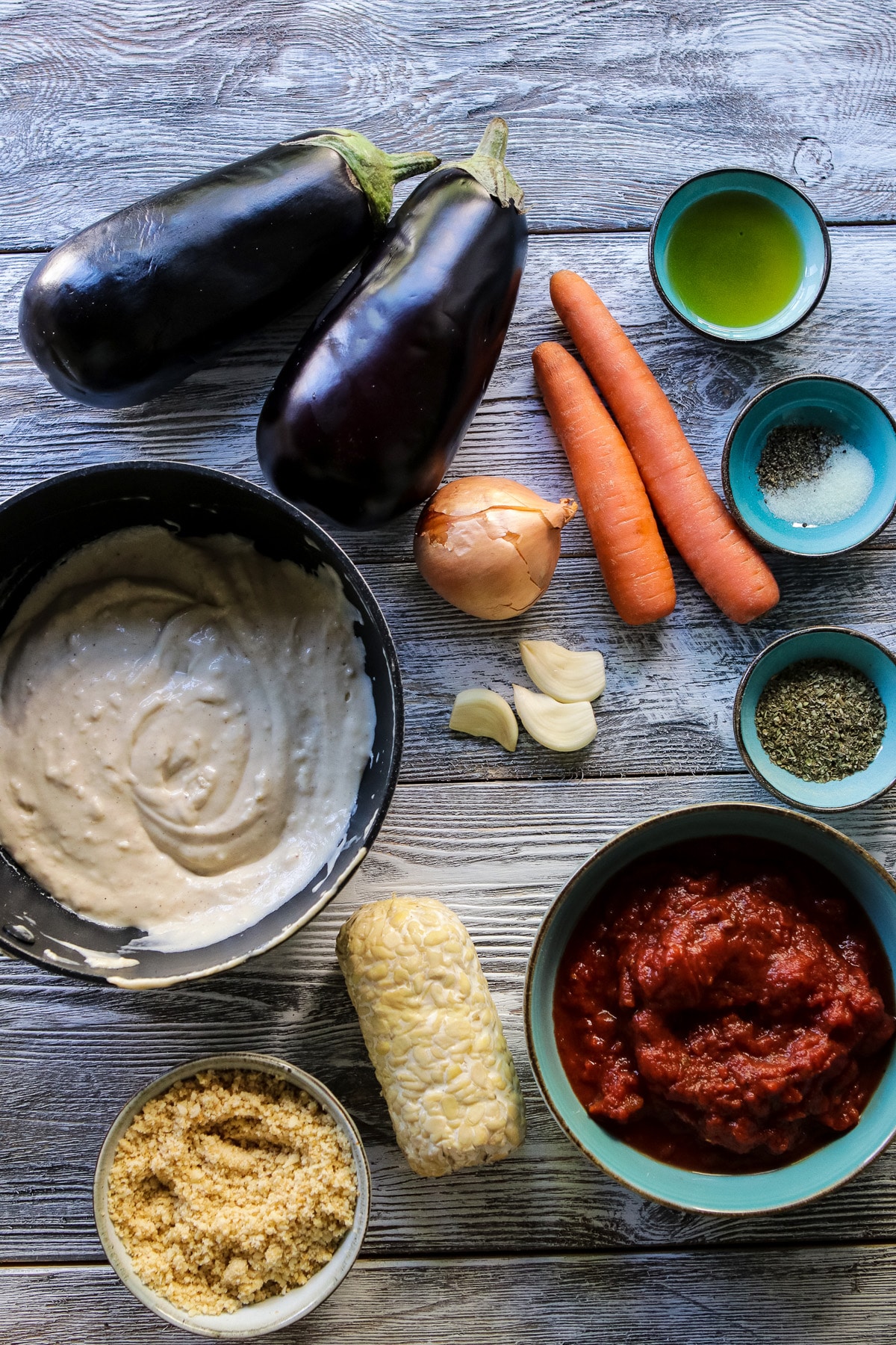 Ingredients for Vegetarian Eggplant Lasagna.