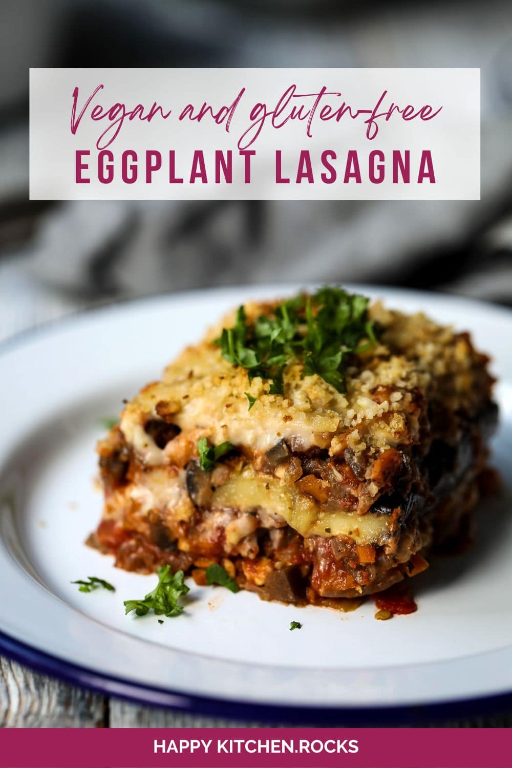 Vegan Eggplant Lasagna Pinterest Pin.