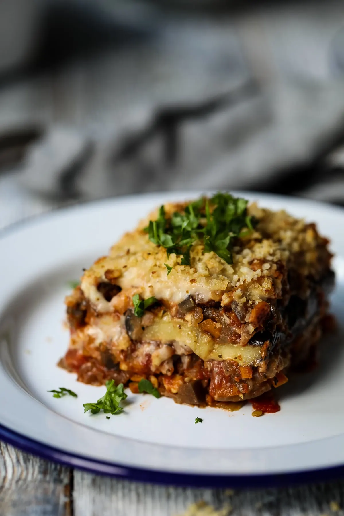 Vegan Eggplant Lasagna on a Plate.