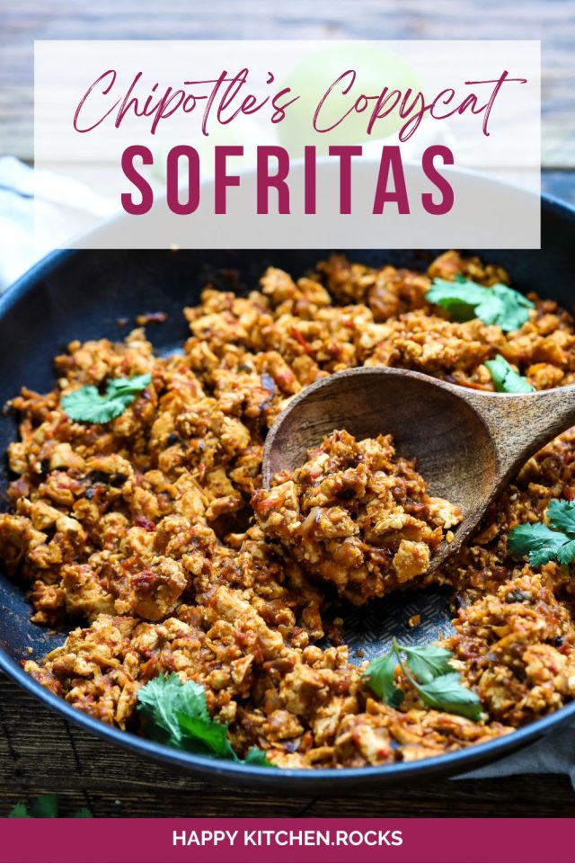 This easy copycat sofritas recipe made with crumbled tofu and delightful pepper sauce tastes even better than Chipotle's. Great plant-based topping for burritos, tacos, bowls and beyond!