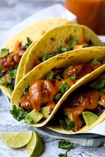 Vegan Seitan Tacos with Mango Sauce