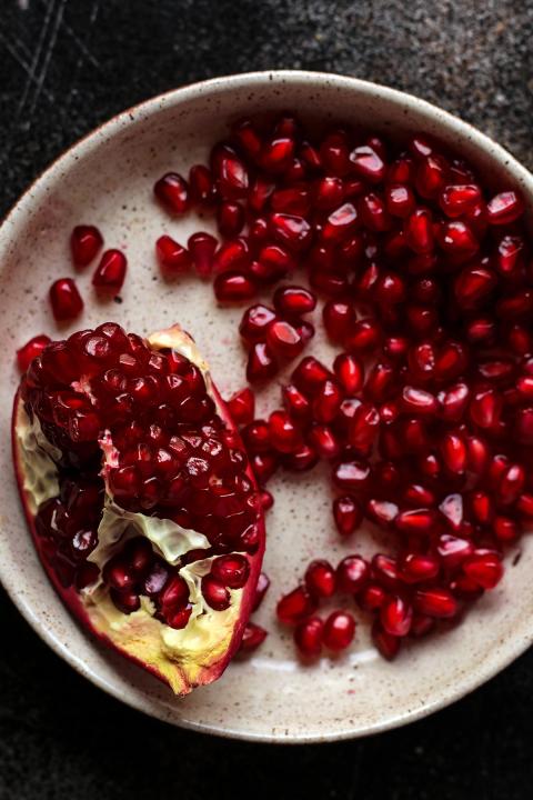 Pomegranate Seeds on a Plate
